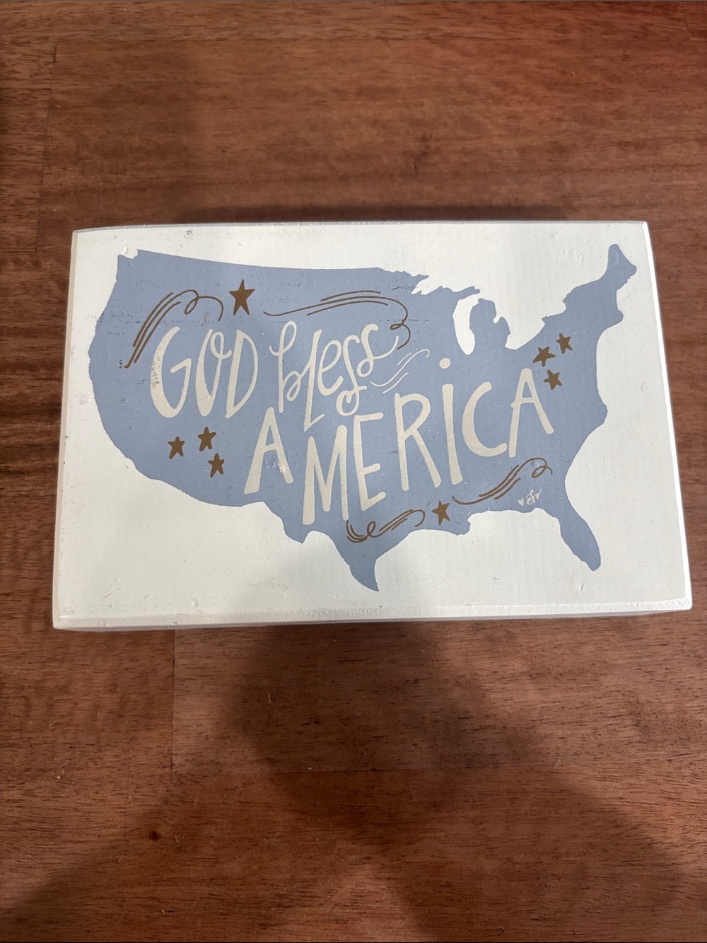 God Bless America Decorative Sign - Blue and White - Picture 1 of 8